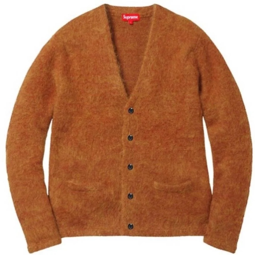 Supreme FW15 brushed mohair orange cardigan